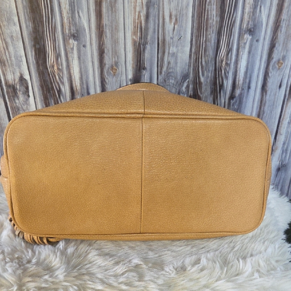 G.I.L.I. Tan Leather Satchel with Tassel And Crossbody Strap - Picture 8 of 14